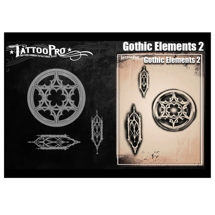 Tattoo Pro 199 | Air Brush Body Painting Stencil - Gothic Elements 2