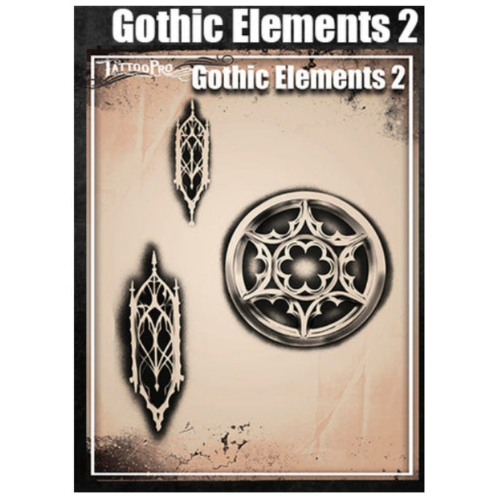 Tattoo Pro 199 | Air Brush Body Painting Stencil - Gothic Elements 2