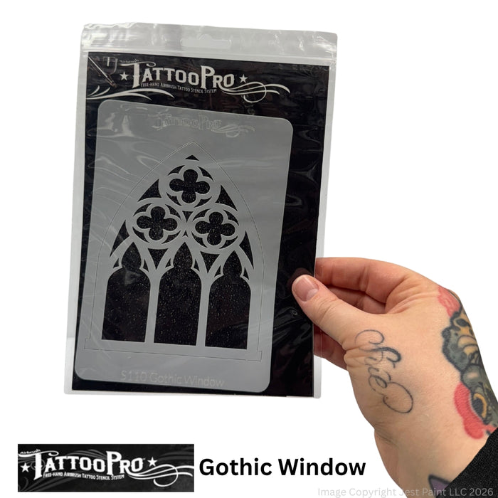 Tattoo Pro  | Body Painting Stencil - SINGLES Gothic Window - S110