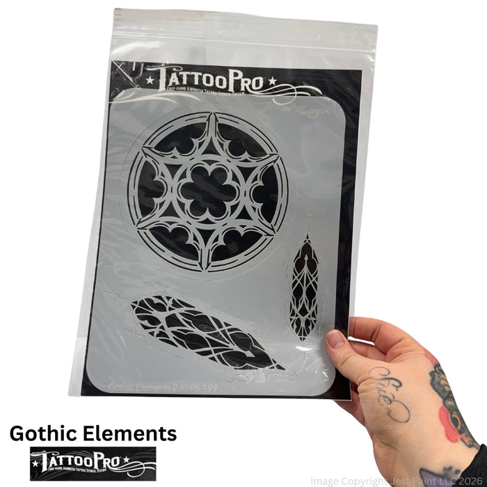 Tattoo Pro 199 | Air Brush Body Painting Stencil - Gothic Elements 2