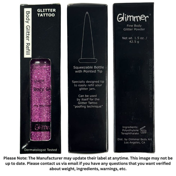 Glimmer Body Art Face Paint Glitter Refill Bottle - Grape - 1.5oz