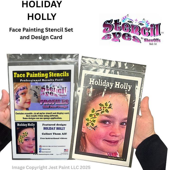 Stencil Eyes / Profiles - Face Painting Stencil - Holiday Holly