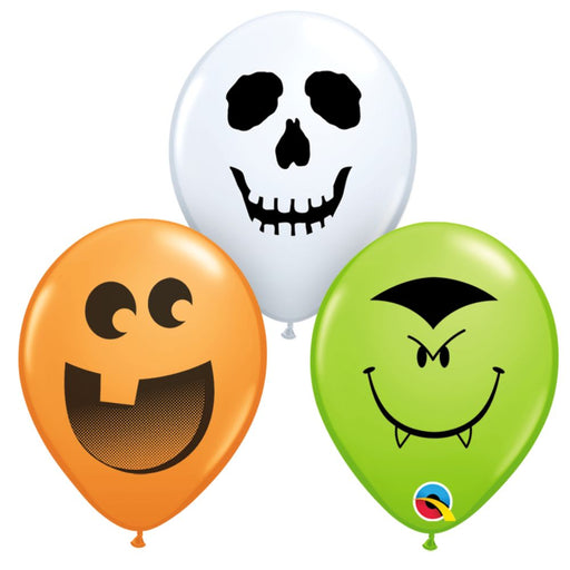 Qualatex Balloons |   5" Round - Halloween Face Assortment - 100ct   (7677)