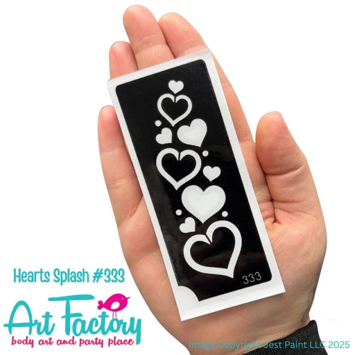Art Factory | Glitter Tattoo Stencil - (333) Hearts Splash - 5 Pack - #72