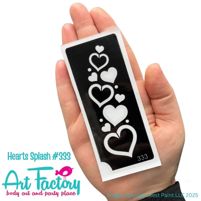 Art Factory | Glitter Tattoo Stencil - (333) Hearts Splash - 5 Pack - #72