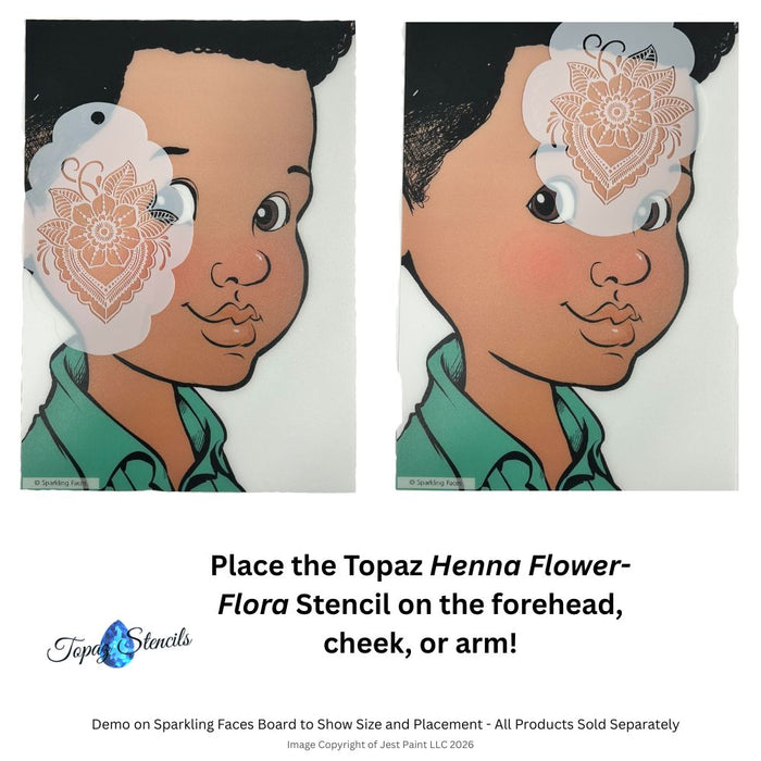 Topaz Stencils | Face Painting Stencil - BIG Henna Flower - Flora  (0946)