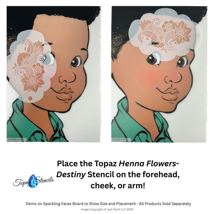 Topaz Stencils | Face Painting Stencil - BIG Henna Flowers - Destiny (0948)