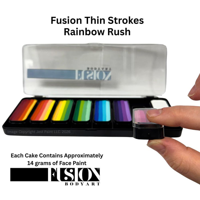 Fusion Body Art | Face Painting Palette | Thin Strokes - RAINBOW RUSH  (8 x 14gr)