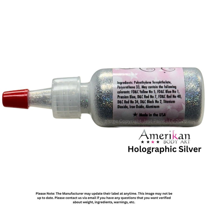 Amerikan Body Art | Face Paint Glitter Poof - Semi Sheer Holographic Silver (1/2oz)  #23
