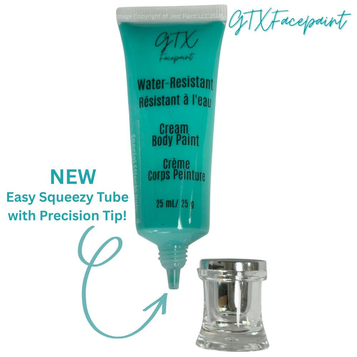GTX Paint | Silicone Based Water Resistant Cream -Neon Honkey Tonk Turquoise - 25ml Easy Squeeze Tube (SFX - Non Cosmetic)