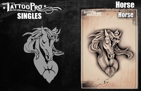 Tattoo Pro  | Body Painting Stencil - SINGLES Horse - S122