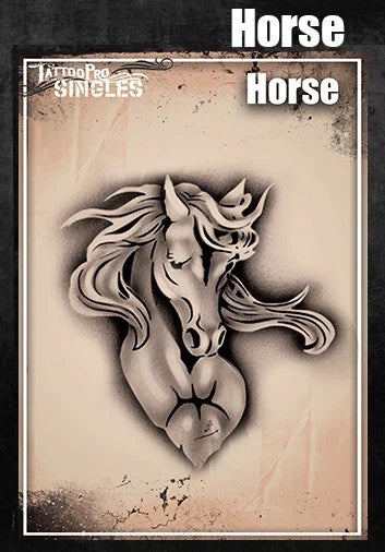 Tattoo Pro  | Body Painting Stencil - SINGLES Horse - S122