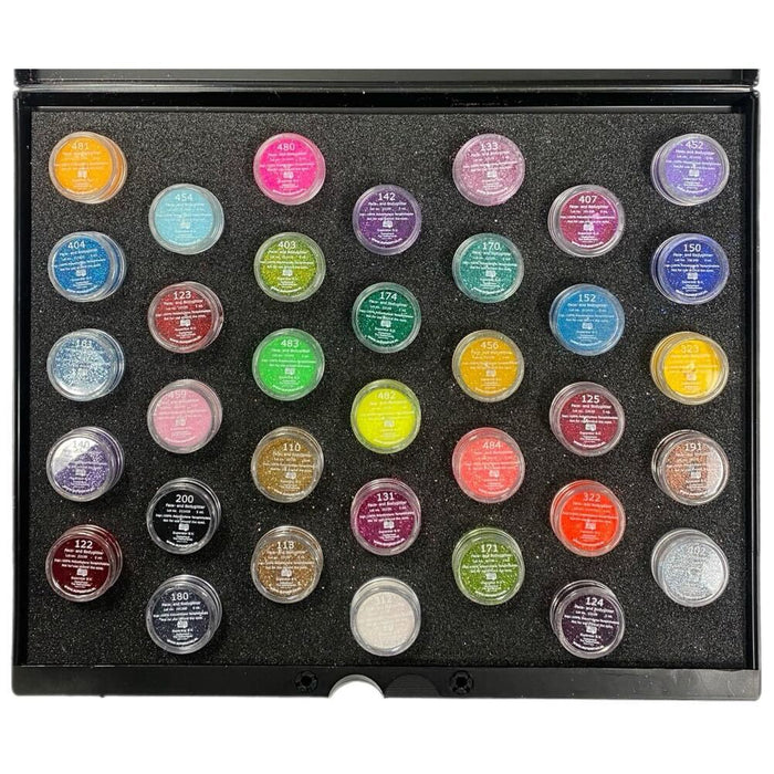 Superstar | ULTIMATE Fine Cosmetic Glitter Set - Case and Insert with 35 Glitter Jars (5ml each)