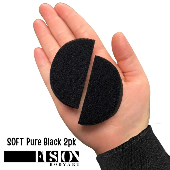Fusion Body Art | Half Round  Face Paint Sponges | SOFT Pure Black