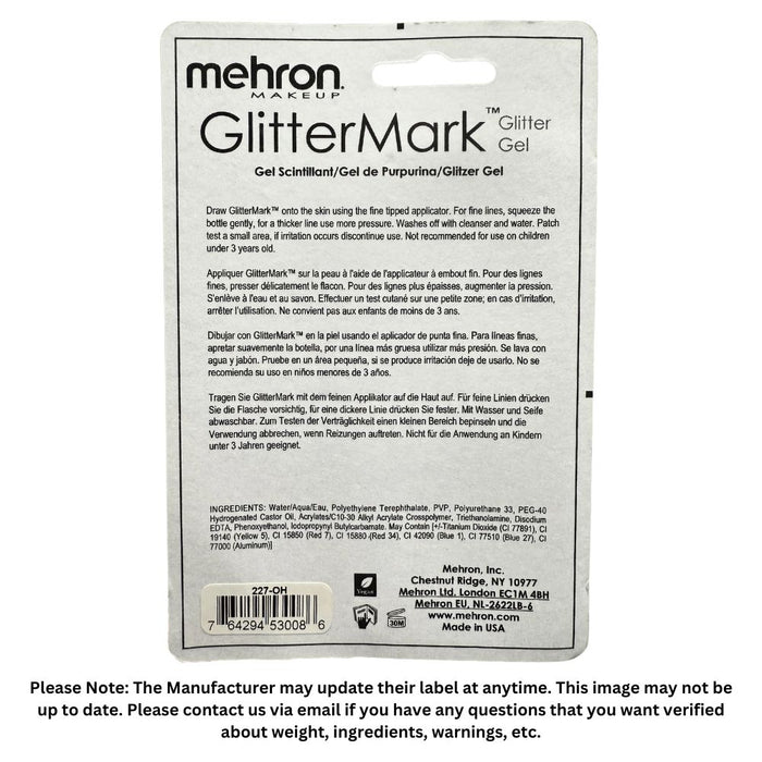 Face Painting Glitter Gel - Mehron GlitterMark -  Orange Harvest w/ Dropper Tip  #22 - While Supplies Last!