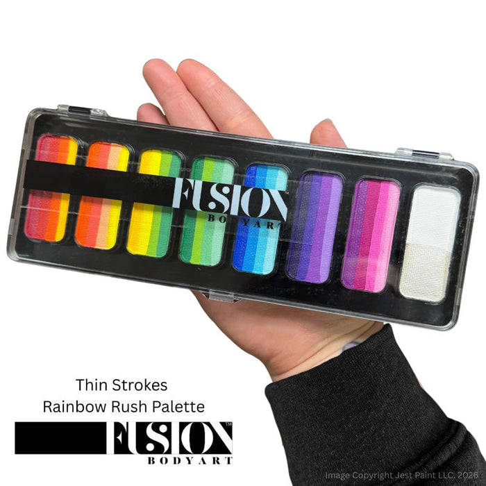 Fusion Body Art | Face Painting Palette | Thin Strokes - RAINBOW RUSH  (8 x 14gr)
