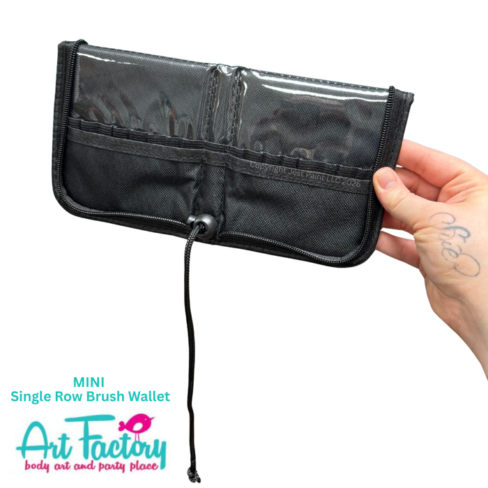 Art Factory | Single Row Brush Wallet with Zipper - All Black - MINI SIZE
