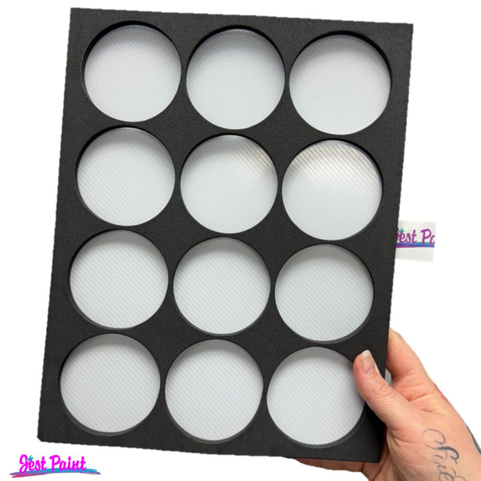 Jest Paint | Face Painting Foam Insert - 12 Round Slots (Holds 12 FUSION/Global/ TAG/FPA/Cameleon/ DFX/ Kryvaline)