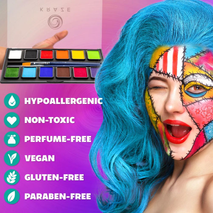 Kraze FX Face Paints |  ESSENTIAL Large 12 Color Palette (10 grams each)