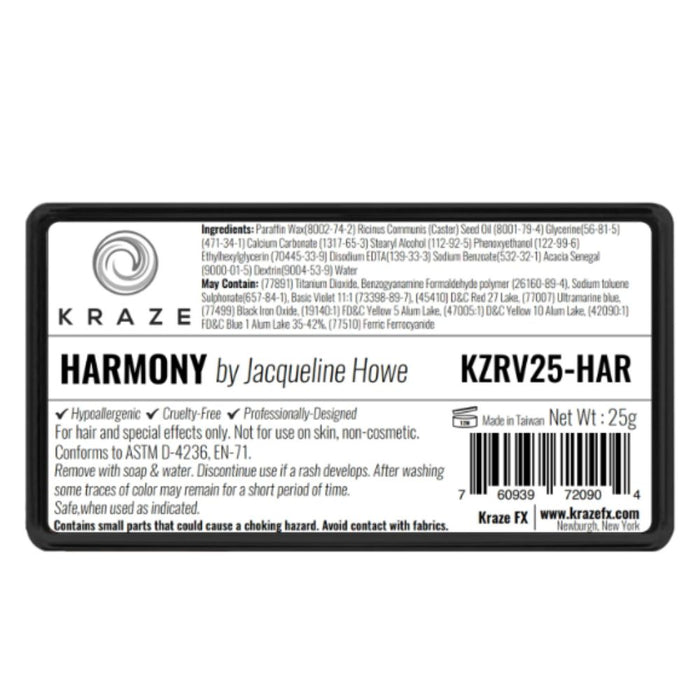 Kraze FX Paints | Domed 1 Stroke Cake - JACQUELINE HOWE COLLECTION - Harmony 25gr (SFX - Non Cosmetic)
