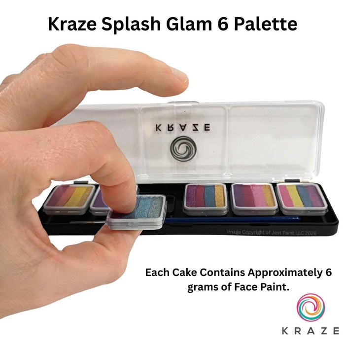 Kraze FX Face Paints | MINI SPLASH GLAM - 6 One Stroke Split Cake Palette (6 gm each)