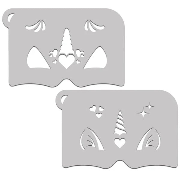 Ooh! Face Painting Stencil | Lovely Unicorn 2pc Mask (K18)
