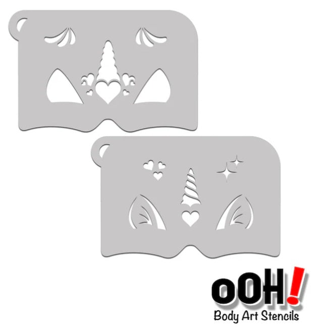 Ooh! Face Painting Stencil | Lovely Unicorn 2pc Mask (K18)
