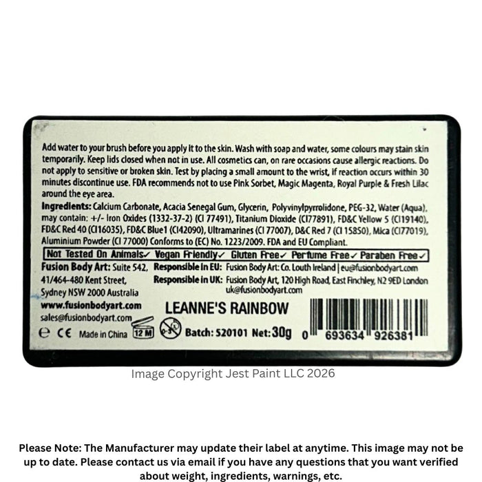 Fusion Body Face Paint - Split Cake | NEW! Leanne's Rainbow by Leanne Courtney 30gr