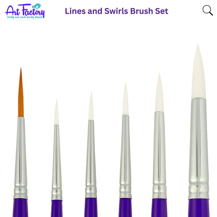 Art Factory Studio | Face Painting Brush Set - Lines and Swirls Set of 6