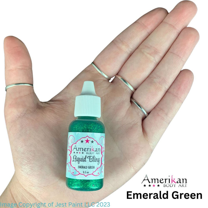 Amerikan Body Art | Liquid Bling Face Painting Glitter Gel  - Emerald Green  1/2oz   #7