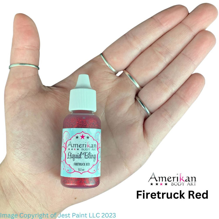 Amerikan Body Art | Liquid Bling Face Painting Glitter Gel - Firetruck Red  1/2oz   #3