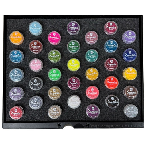 Superstar | ULTIMATE Fine Cosmetic Glitter Set - Case and Insert with 35 Glitter Jars (5ml each)
