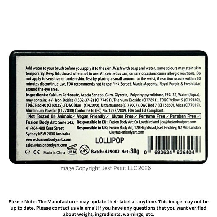 Fusion Body Art Face Paint - Split Cake | NEW! Leanne's Lollipop by Leanne Courtney 30gr