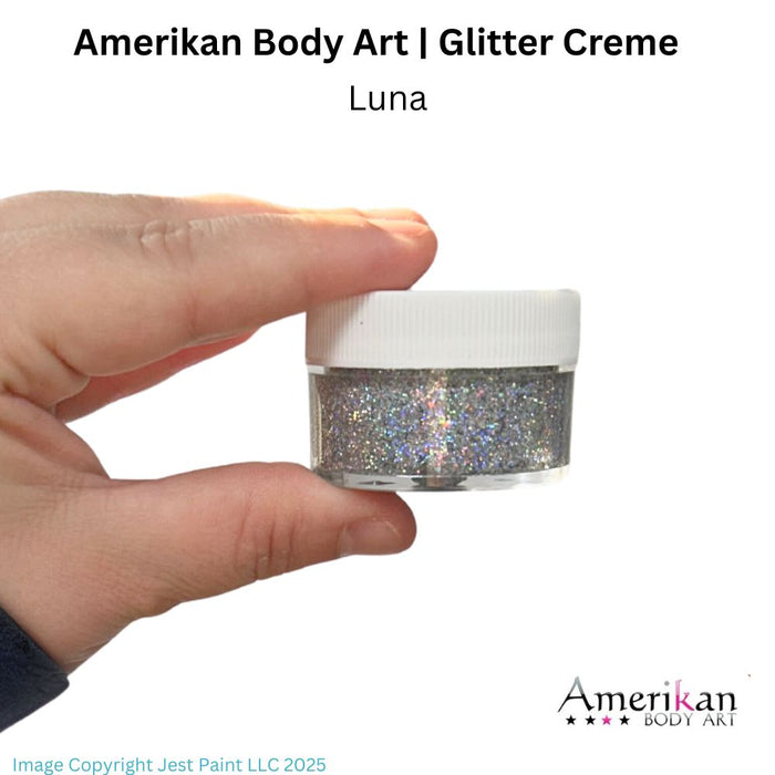 Amerikan Body Art | Fine Glitter Creme - New Formula - ( Silver Mix ) LUNA - .05oz