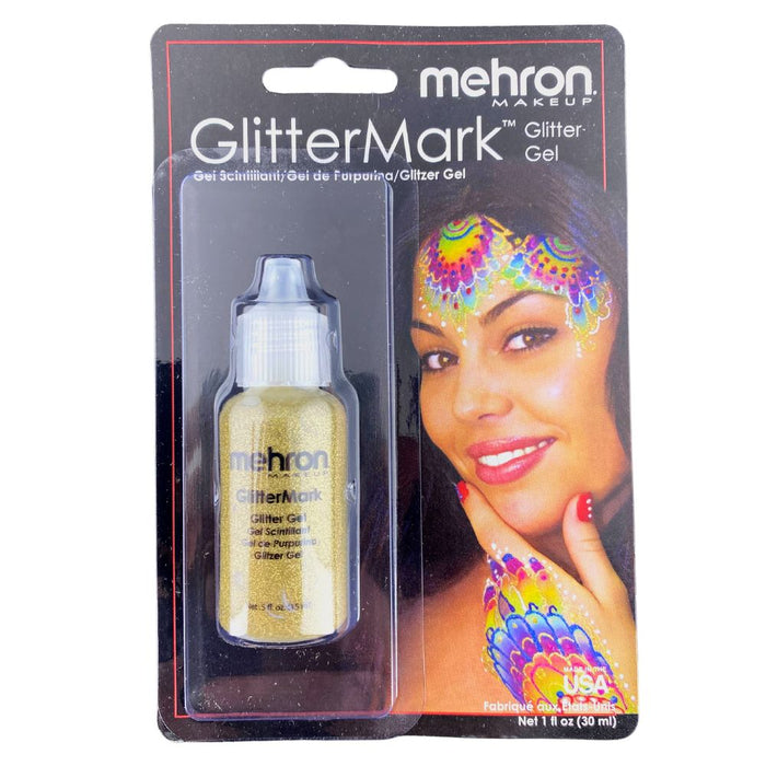 Face Painting Glitter Gel - Mehron GlitterMark - Gold w/ Fine Tip   #1
