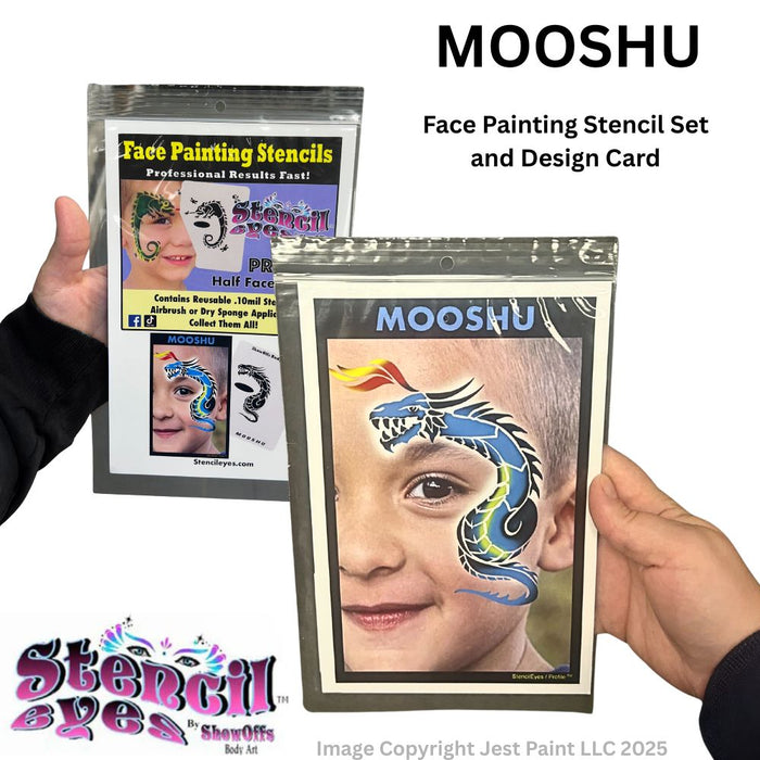 Stencil Eyes / Profiles - Face Painting Stencil -  MOOSHU DRAGON - One Size Fits Most