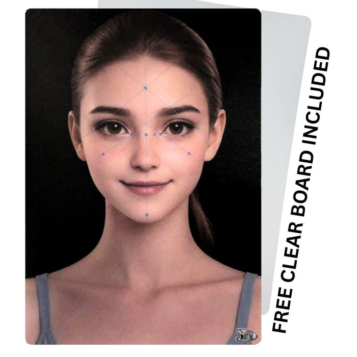 Fun Faces KatzNC | Face Painting Practice Board -  Girl Décolletage / Symmetry Practice Board   (FPB1) + FREE Clear Board Bonus!