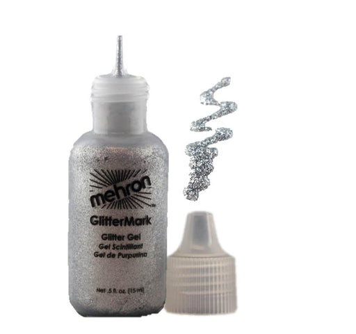 Face Painting Glitter Gel - Mehron GlitterMark - Silver w/ Fine Tip    #15