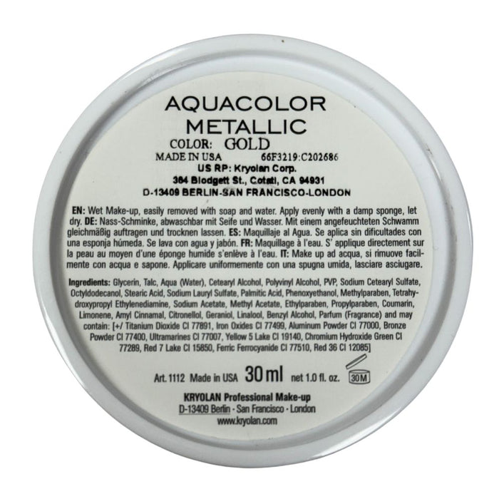 Kryolan Face Paint  Aquacolor - Metallic Gold - 1oz/30ML