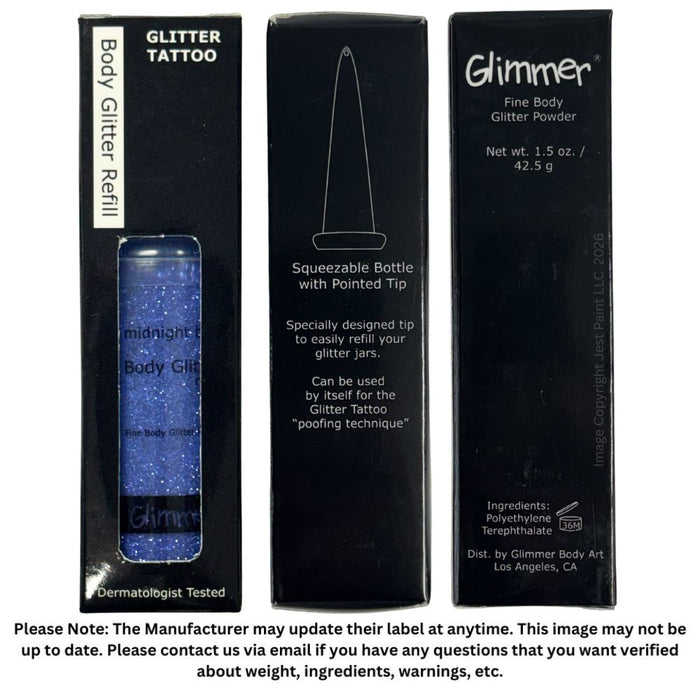 Glimmer Body Art Face Paint Glitter Refill Bottle - Midnight Blue - 1.5oz