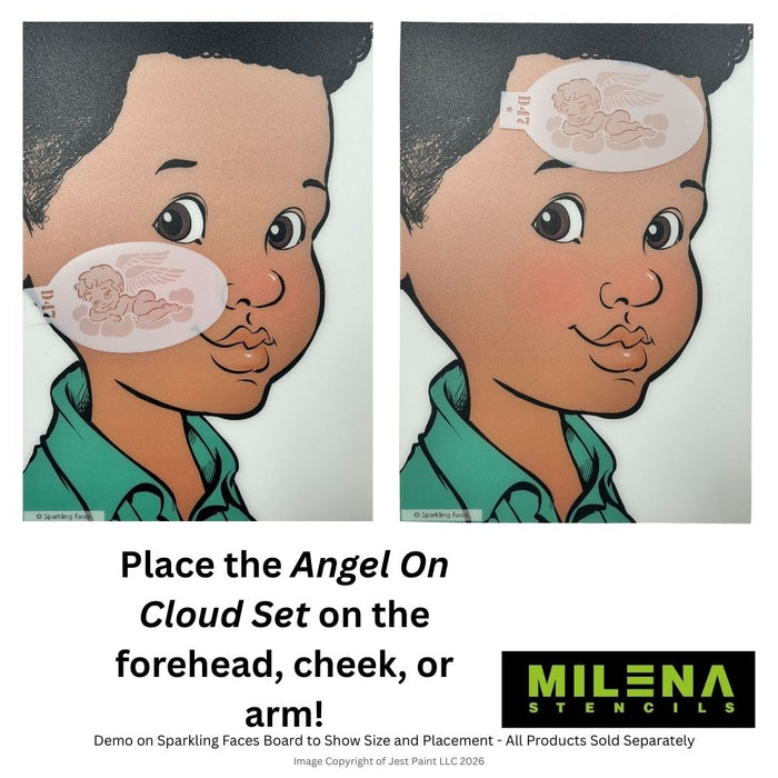 MILENA STENCILS | Face Painting Stencil Set -  (Angel on Cloud Set)  D47