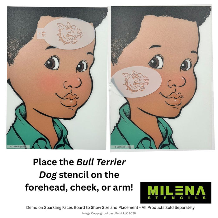 MILENA STENCILS | Face Painting Stencil - (Bull Terrier Dog)  A5