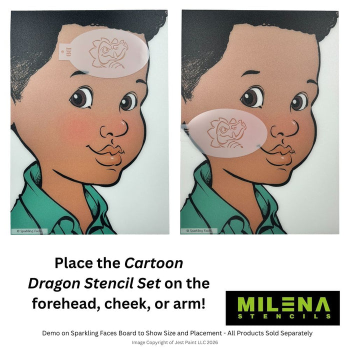 MILENA STENCILS | Face Painting Stencil -  (Cartoon Dragon Stencil Set)  D9