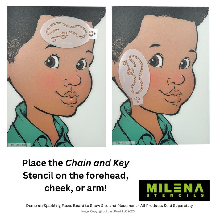 MILENA STENCILS | Face Painting Stencil -  (Chain and Key)  C5