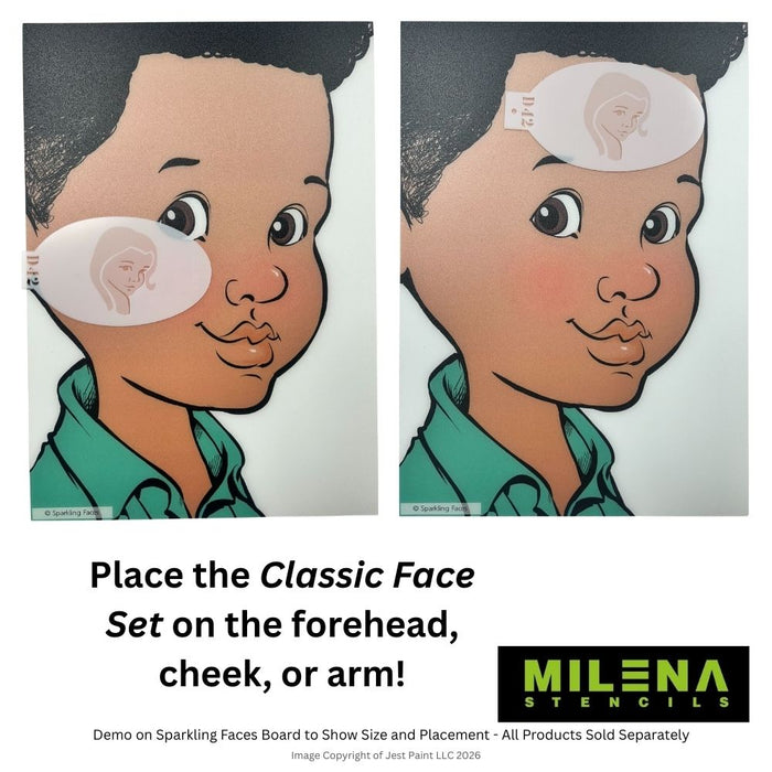 MILENA STENCILS | Face Painting Stencil -  (Classic Face Set)  D42