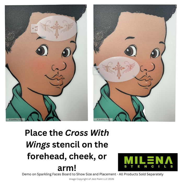 MILENA STENCILS | Face Painting Stencil - (Cross with Wings)  V3