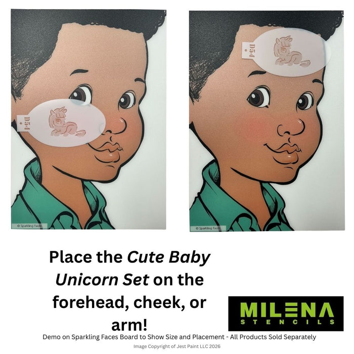 MILENA STENCILS | Face Painting Stencil Set -  (Cute Baby Unicorn Set)  D54