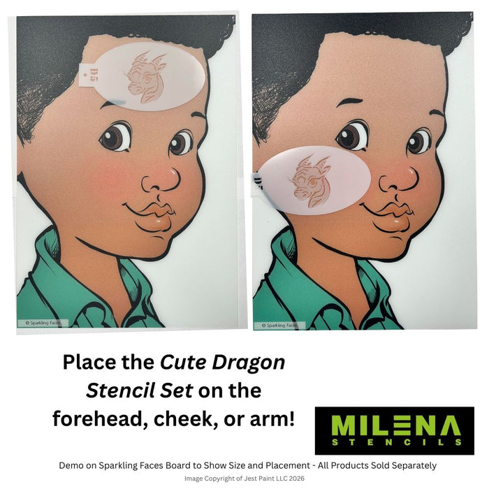 MILENA STENCILS | Face Painting Stencil -  (Cute Dragon Stencil Set)  D5