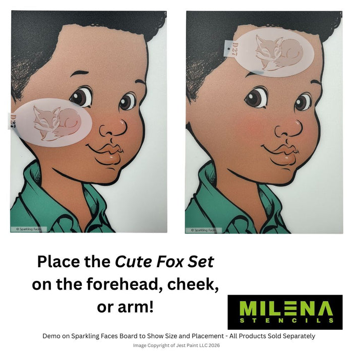 MILENA STENCILS | Face Painting Stencils -  (Cute Fox Set)  D27