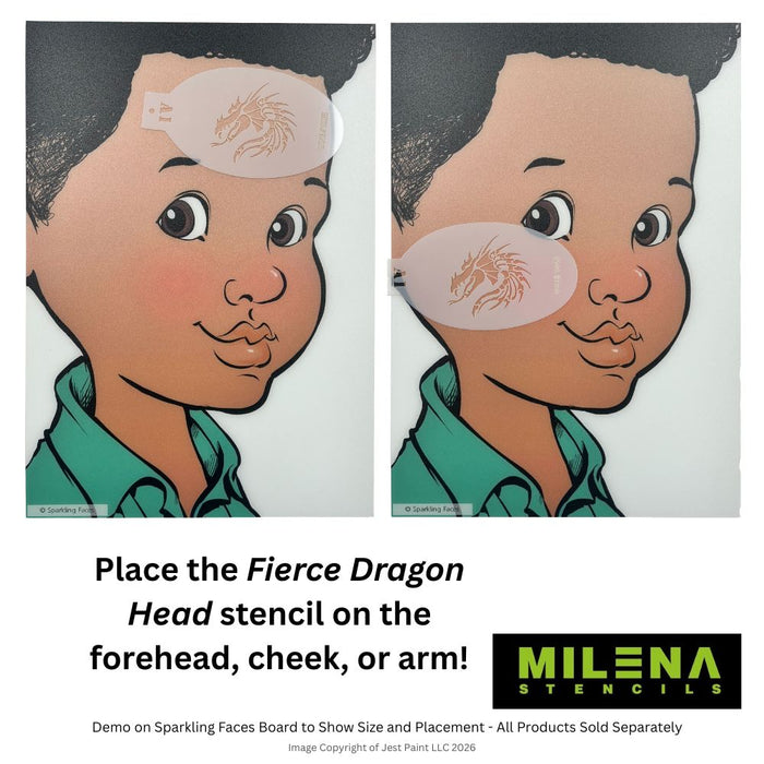 MILENA STENCILS | Face Painting Stencil -  (Fierce Dragon Head)  A1